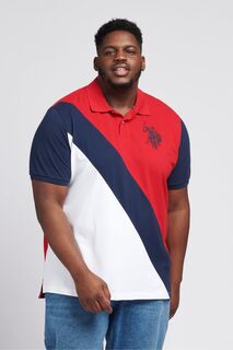 Красная рубашка-поло с диагональным кроем и строчкой U.S. Polo Assn, красный