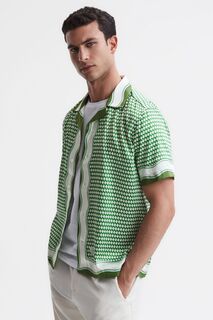 Рубашка с кубинским воротником с коротким рукавом и принтом Vanpelt Reiss, зеленый