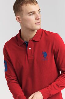 Мужская рубашка-поло с длинными рукавами Player 3 стандартного кроя U.S. Polo Assn, красный