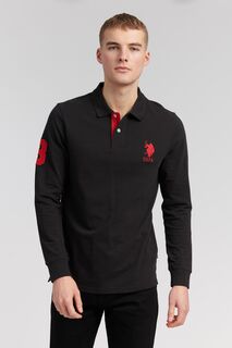 Черная рубашка поло с длинными рукавами Player 3 стандартного кроя U.S. Polo Assn, черный