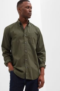 Рубашка с длинными рукавами из эластичного поплина стандартного кроя Gap, зеленый
