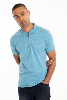 Трикотажная рубашка-поло с воротником вафельной текстуры и застежкой-молнией Threadbare, синий