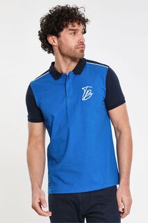Рубашка-поло из хлопкового трикотажа с контрастным декором Threadbare, синий
