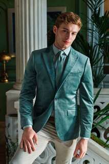 Темно-синий бархатный пиджак Next, зеленый