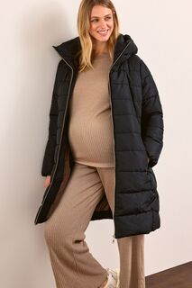 Утепленное пальто для беременных со вставкой на молнии Next, черный