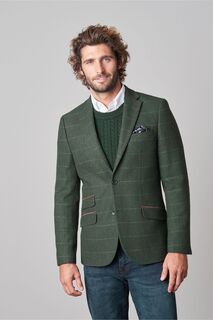 Куртка в клетку из смесовой шерсти с узором елочка Next, зеленый