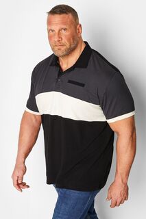 Бейсбольная рубашка-поло с вырезом и строчкой BadRhino Big &amp; Tall, синий