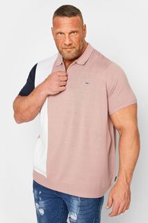 Трикотажная рубашка-поло с полосатыми вставками BadRhino Big &amp; Tall, розовый