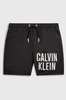 Черные шорты для плавания среднего размера для мальчиков с завязками Calvin Klein, черный