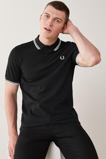 Мужская рубашка-поло с двойными полосками Fred Perry, черный