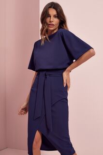 Платье с рукавами-кимоно и завязкой на талии Lipsy, синий