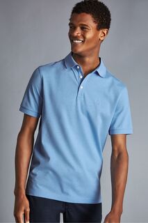 Рубашка-поло из пике с короткими рукавами Charles Tyrwhitt, синий