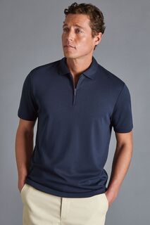 Рубашка-поло из джерси с застежкой-молнией Charles Tyrwhitt, синий