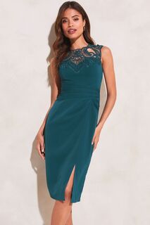 Облегающее кружевное платье Artwork с рюшами Lipsy, синий
