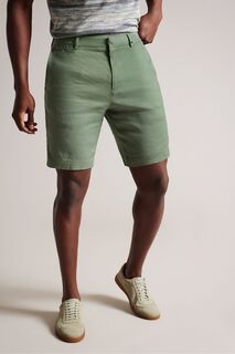 Зеленые шорты из смесового льна от Leder на полуэластичной резинке Ted Baker, зеленый