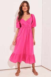 Платье миди и льняным мотивом Lipsy, розовый