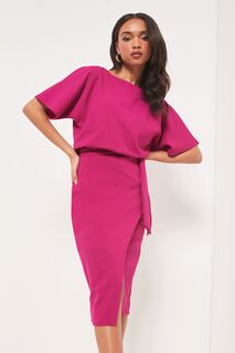 Платье с рукавами-кимоно и завязкой на талии Lipsy, розовый