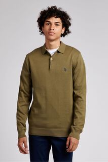 Мужская хлопковая рубашка-поло с длинными рукавами U.S. Polo Assn, зеленый