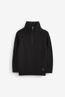 Комбинированный свитер застегивающийся на шее Next, черный