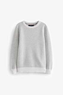 Текстурированный свитер с круглым вырезом Next, серый