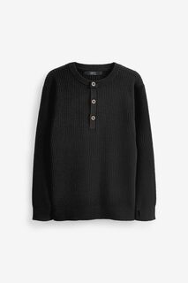 Хенли-свитер с круглым вырезом Next, черный