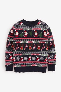 Рождественский свитер со скандинавскими узорами Next, синий