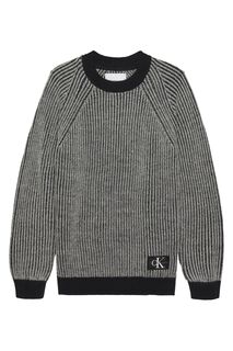 Черный двухцветный джинсовый свитер для мальчика Calvin Klein, черный