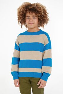 Детский свитер кремового цвета в стиле колор-блок Tommy Hilfiger, бежевый