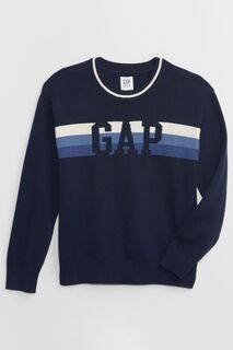 Джемпер с круглым вырезом и длинными рукавами с логотипом Gap, синий