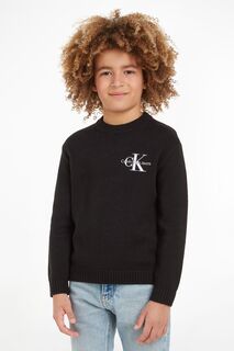 Черная детская толстовка с монограммой Calvin Klein, черный