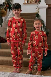 Детская пижама Soft Matching Family с рождественским мотивом Next, красный