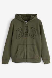 Толстовка на молнии с логотипом и подкладкой из искусственной овчины Gap, зеленый