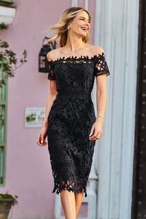 Платье Бардо Кружево с гипюром Sosandar, черный