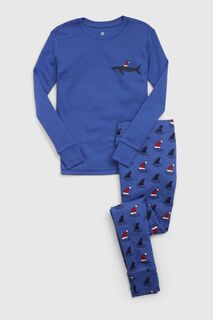 Детская новогодняя пижама с акулами Gap, синий