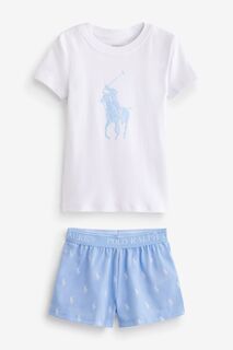 Сине-белая пижама с изображением игрока в поло Polo Ralph Lauren, синий