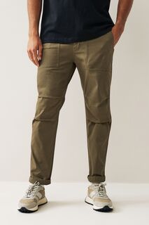 Приталенные функциональные брюки с эластичной резинкой Next, зеленый