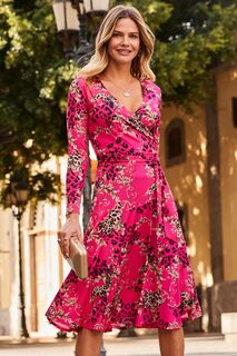 Платье миди и длинными рукавами Sosandar, розовый