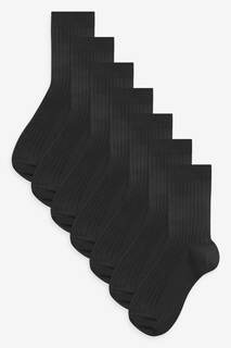 Комплект из 7 пар носков в рубчик с высоким содержанием хлопка Next, черный