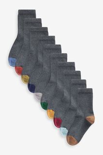 Комплект из 10 пар носков с высоким содержанием хлопка Next, серый