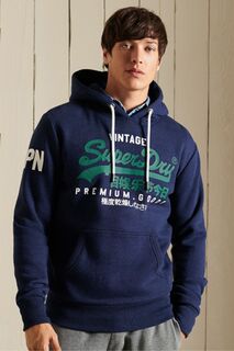 Худи с винтажным логотипом Superdry, синий