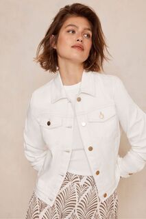 Белая джинсовая куртка приталенного кроя Mint Velvet, белый