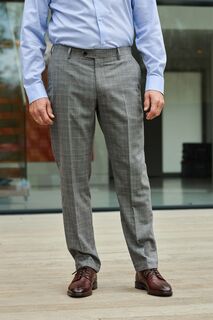 Узкие костюмные брюки в клетку из ткани Signature Empire Mills British Fabric Next, серый