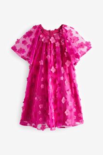 Платье с объемным цветочным мотивом Next, розовый