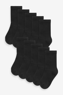 Набор из 10 пар спортивных носков в рубчик Next, черный