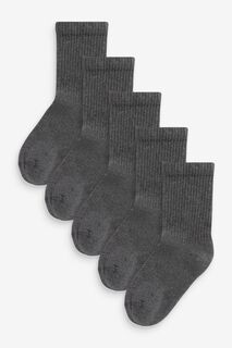 Комплект из 5 пар спортивных носков в рубчик Next, серый