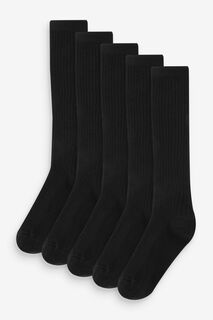Комплект из 5 пар хлопковых носков до колена Next, черный