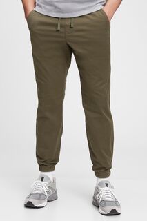 Саржевые брюки приталенного кроя с манжетами Gap, зеленый