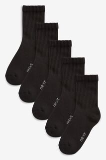 Комплект из 5 пар носков в рубчик с высоким содержанием хлопка и мягкой подошвой Next, черный