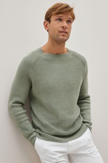 Мягкий свитер в рубчик с круглым вырезом Next, зеленый