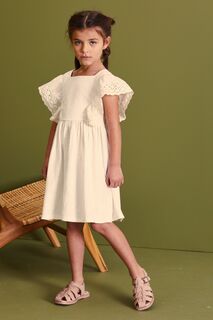 Платье из мягкого трикотажа с английской вышивкой Next, белый